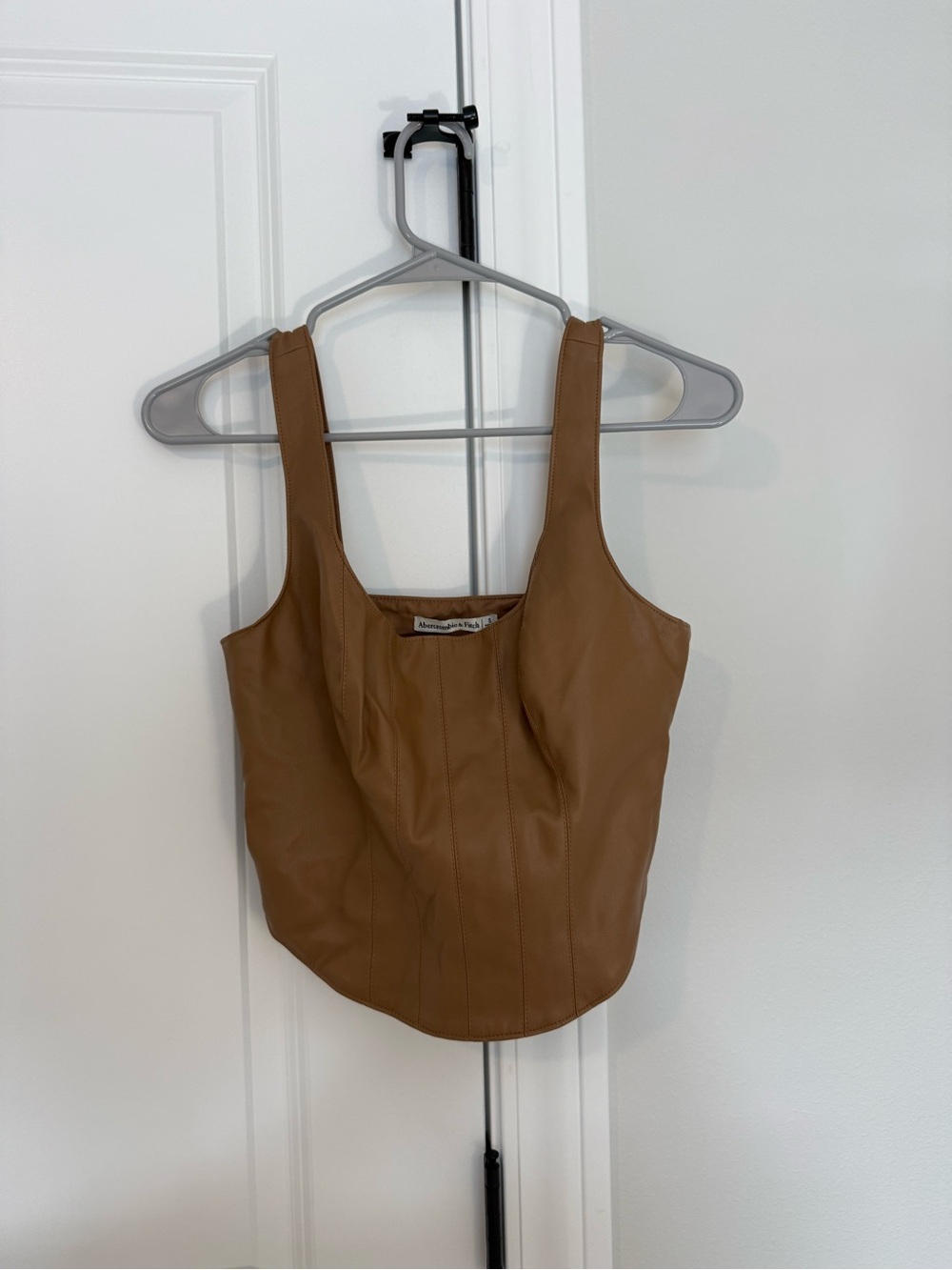Abercrombie & Fitch Tan Faux Leather Scoop Top